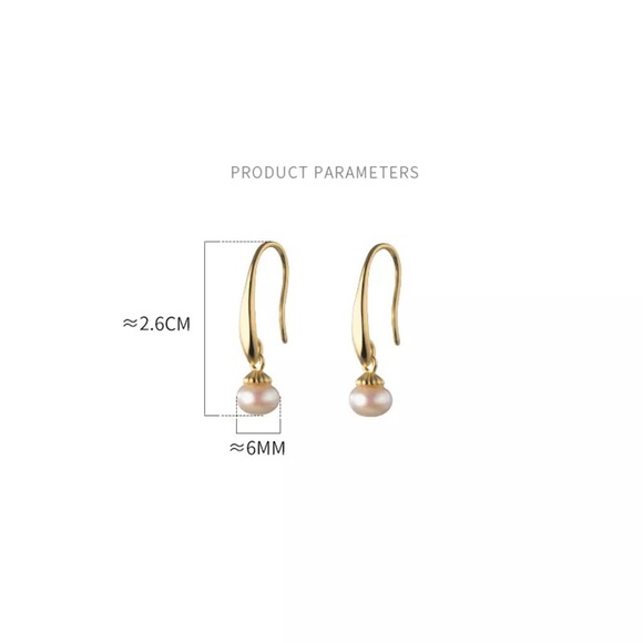 Natural Pearl drop earrings - real 18k gold plated on 925 sterling silver - Picture 10 of 12